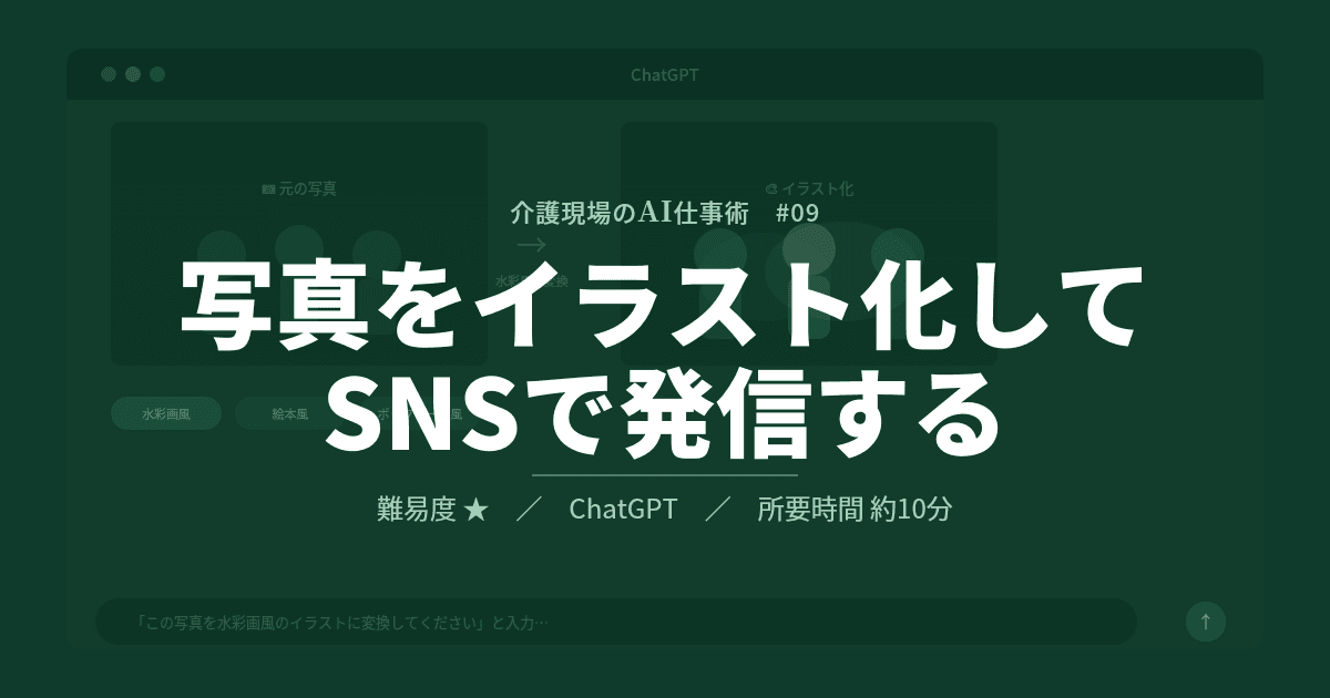 #09 写真をイラスト化してSNSで発信する | 介護現場のAI仕事術