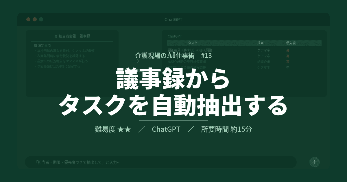 #13 議事録から「やることリスト」を自動抽出する | 介護現場のAI仕事術