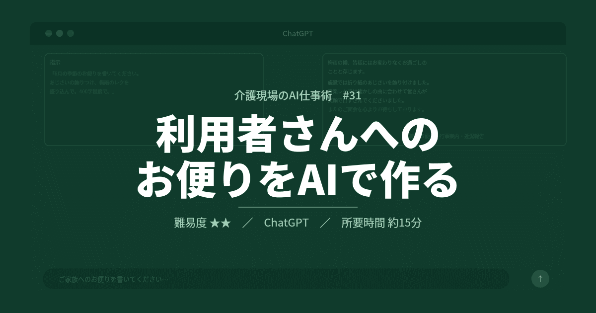 #31 利用者さんへのお便りをAIで作る | 介護現場のAI仕事術