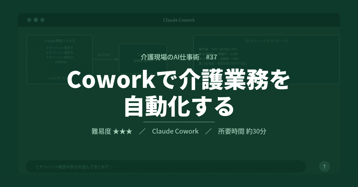 #37 Coworkで介護業務を自動化する | 介護現場のAI仕事術