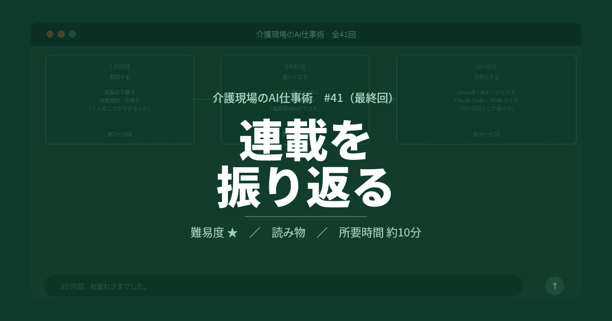 #41 連載を振り返る | 介護現場のAI仕事術